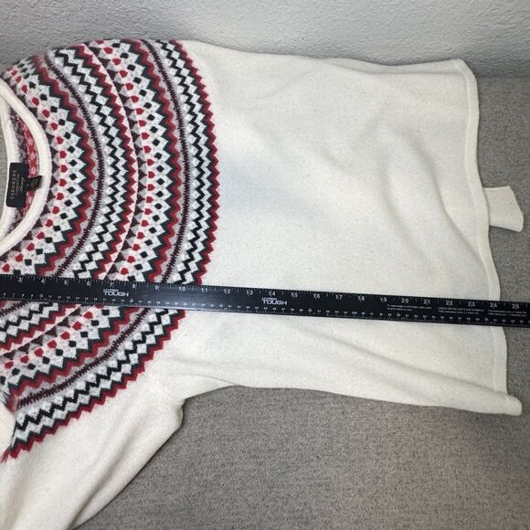 Charter Club Sweater Women L Ivory Cashmere Fair Isle Blouson Sleeve Holidays - Picture 6 of 9